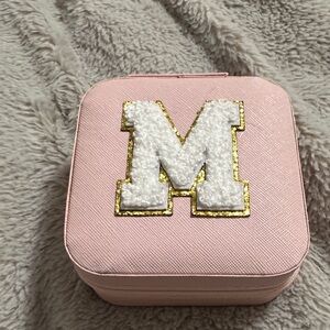 Pink Jewelry Case with M Initial